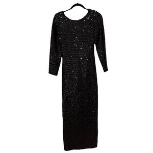 Vintage 1980’s Valerie Steven’s Elegant Black Sequin Formal Evening Gown Dress